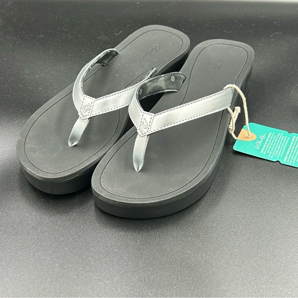 OluKai Shoes - OluKai Women's Black and Silver Sandals Brand New with Box Sz 11